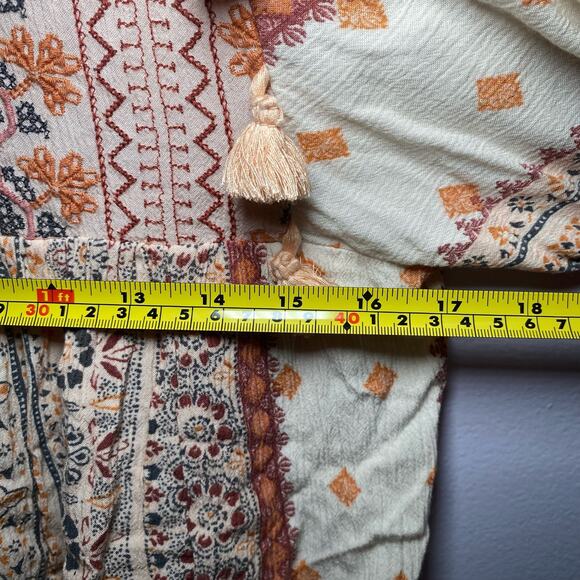 American Eagle Women's size Small Multicolor Boho Embroidered Long Sleeve Blouse - Picture 7 of 9